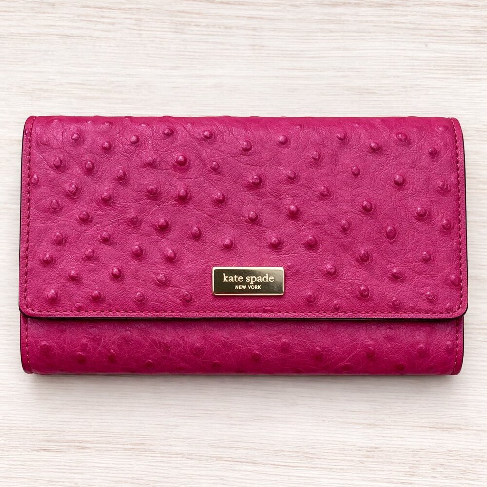 Kate Spade New York Riverside Ostrich Phoenix Travel Wallet Merlot NWT